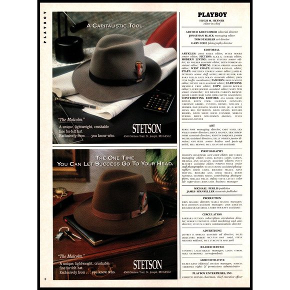 1991 Stetson "The Malcom" Crushable Fine Fur Felt Hat Vintage Print Ad Wall Art - Picture 2 of 2